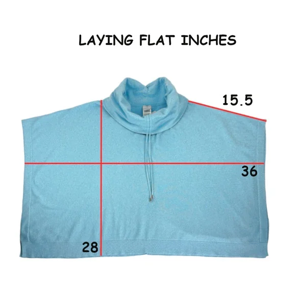 Chico's Cotton Cashmere Cinch Cowl Poncho Pullover Size S/M Blue Black - Picture 8 of 10